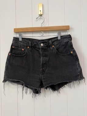 Levi's Black Distressed High-Rise Jean Shorts
